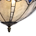 NLK01619 Ossie 3 Light Up Lighter Pendant With 40cm Tiffany Shade Blue/Clear Crystal/Aged Antique Brass