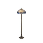 NLK01629 Ossie 2 Light Octagonal Floor Lamp With 40cm Tiffany Shade Blue/Clear Crystal/Aged Antique Brass
