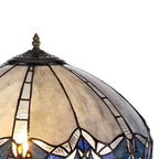 NLK01629 Ossie 2 Light Octagonal Floor Lamp With 40cm Tiffany Shade Blue/Clear Crystal/Aged Antique Brass