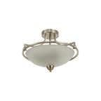 NL77529 Pinet Semi-Flush Ceiling 3 Light Satin Nickel/Frosted Glass