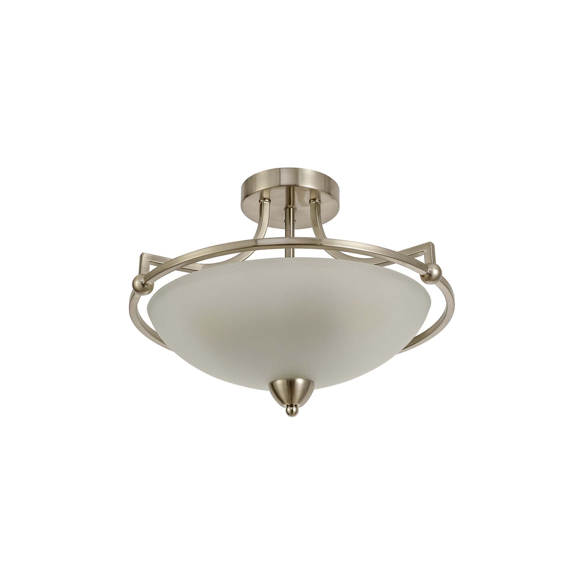 NL77529 Pinet Semi-Flush Ceiling 3 Light Satin Nickel/Frosted Glass