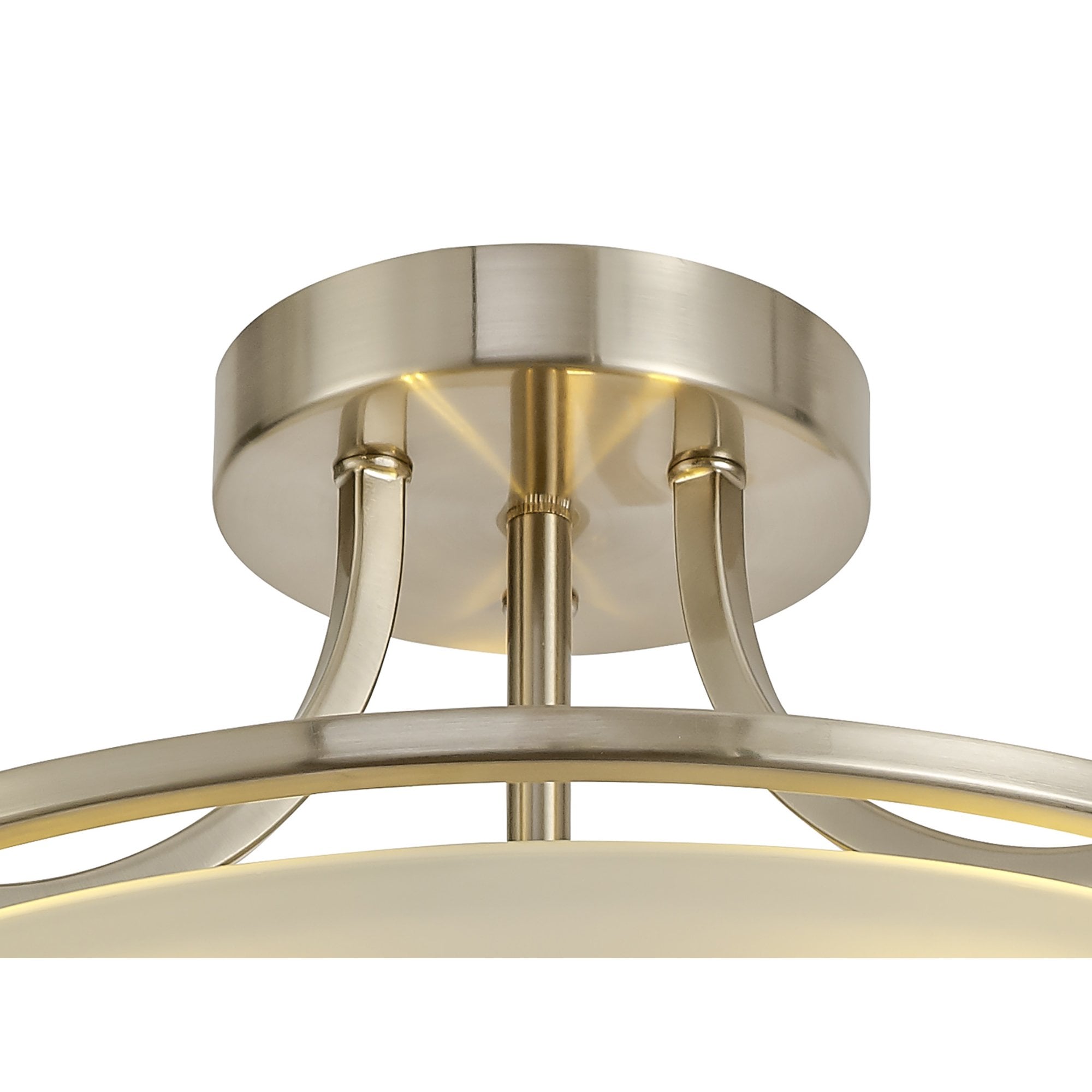 NL77529 Pinet Semi-Flush Ceiling 3 Light Satin Nickel/Frosted Glass