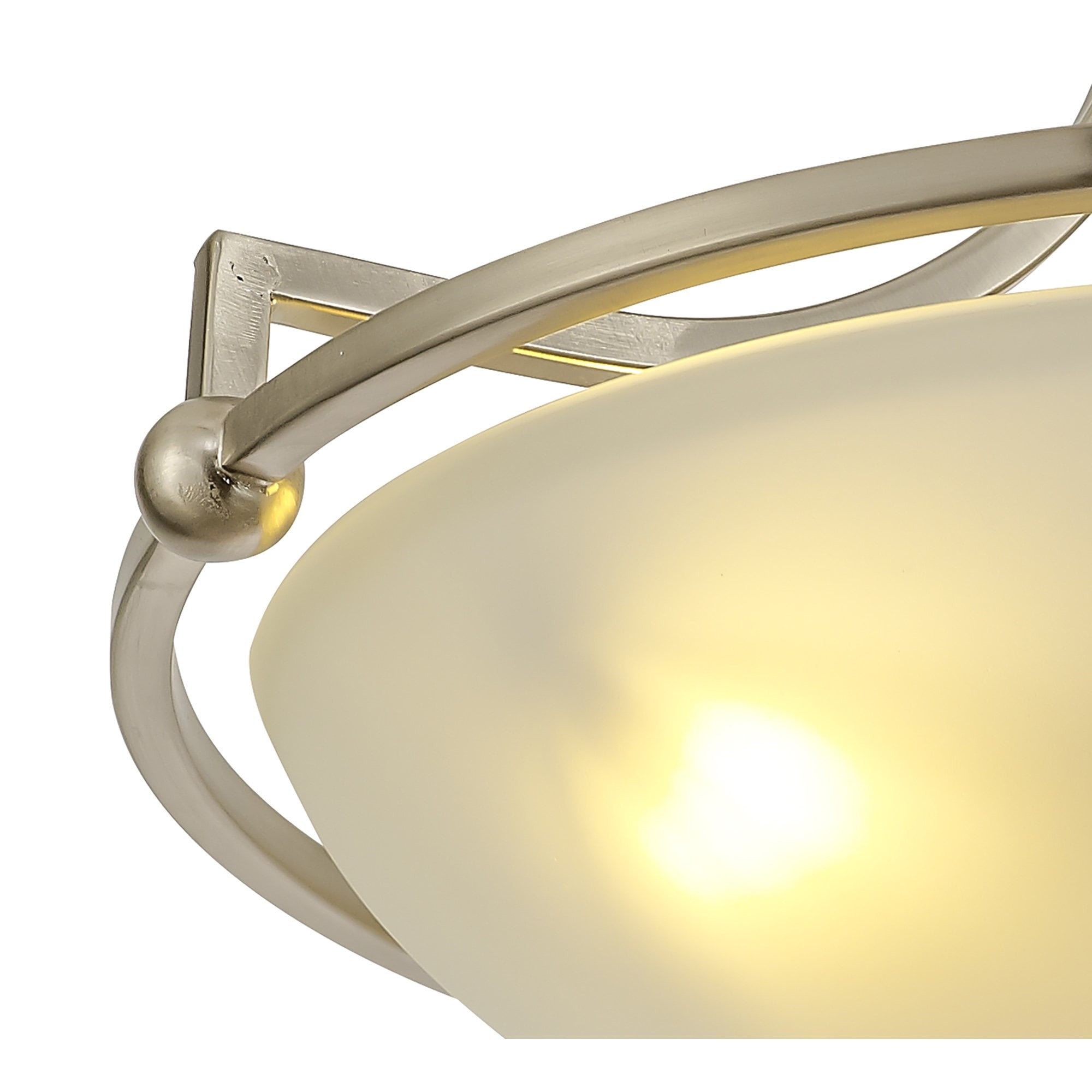 NL77529 Pinet Semi-Flush Ceiling 3 Light Satin Nickel/Frosted Glass