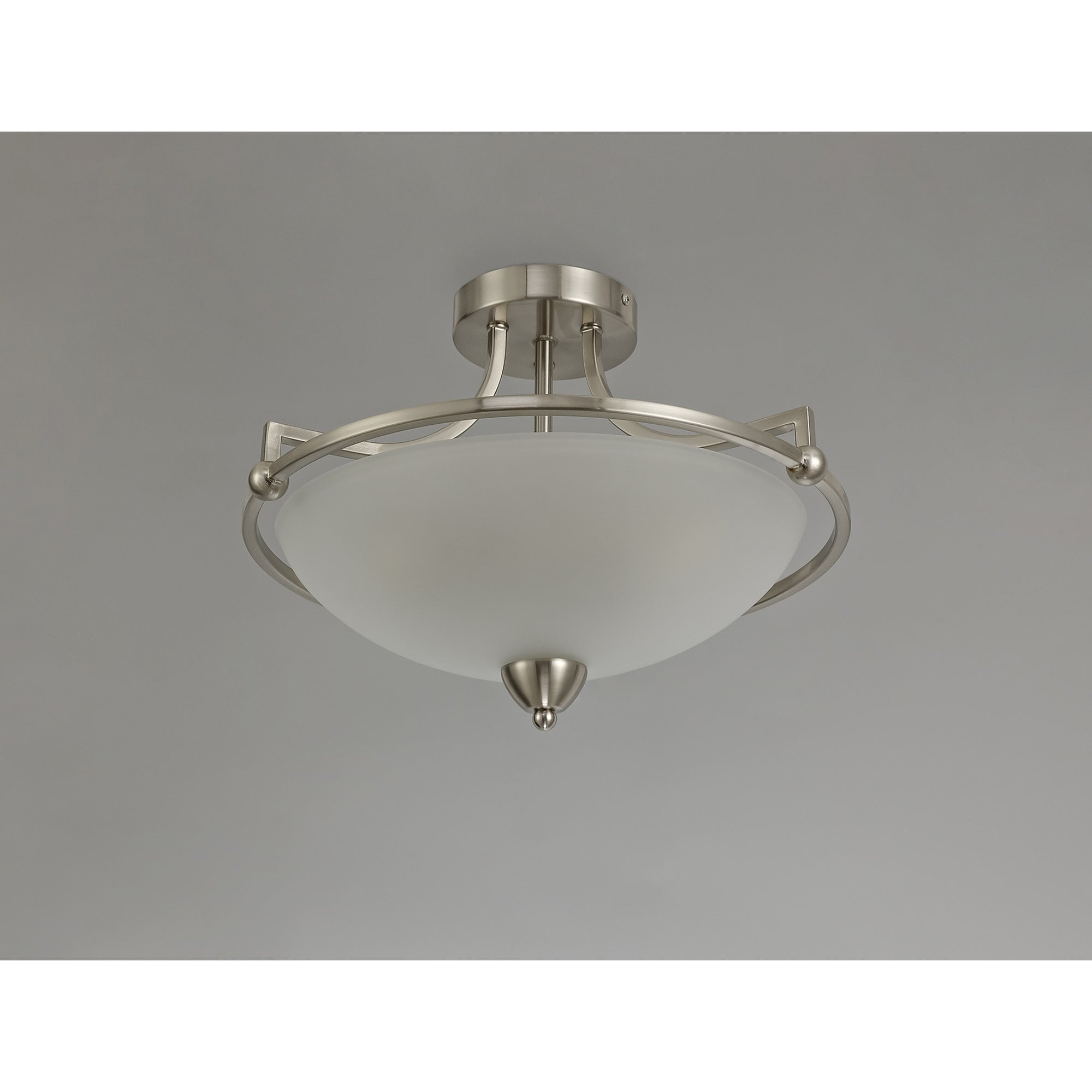 NL77529 Pinet Semi-Flush Ceiling 3 Light Satin Nickel/Frosted Glass