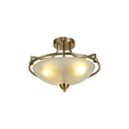 NL77539 Pinet Semi-Flush Ceiling 3 Light Antique Brass/Frosted Glass