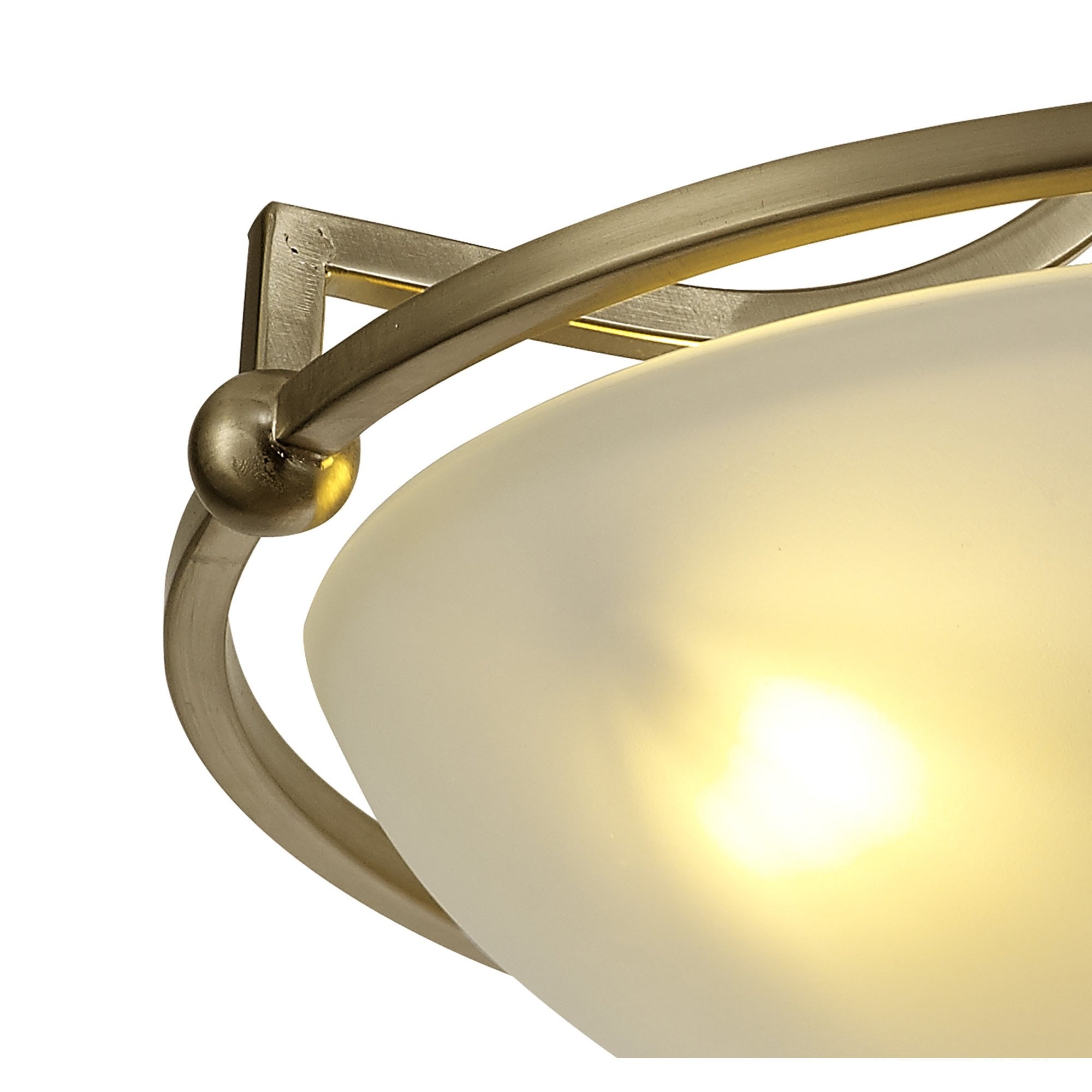 NL77539 Pinet Semi-Flush Ceiling 3 Light Antique Brass/Frosted Glass