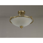 NL77539 Pinet Semi-Flush Ceiling 3 Light Antique Brass/Frosted Glass