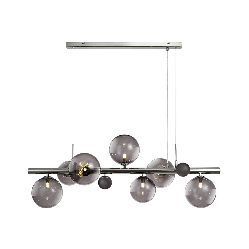 NL73039 Rome Pendant 7 Light Polished Chrome/Smoked Glass