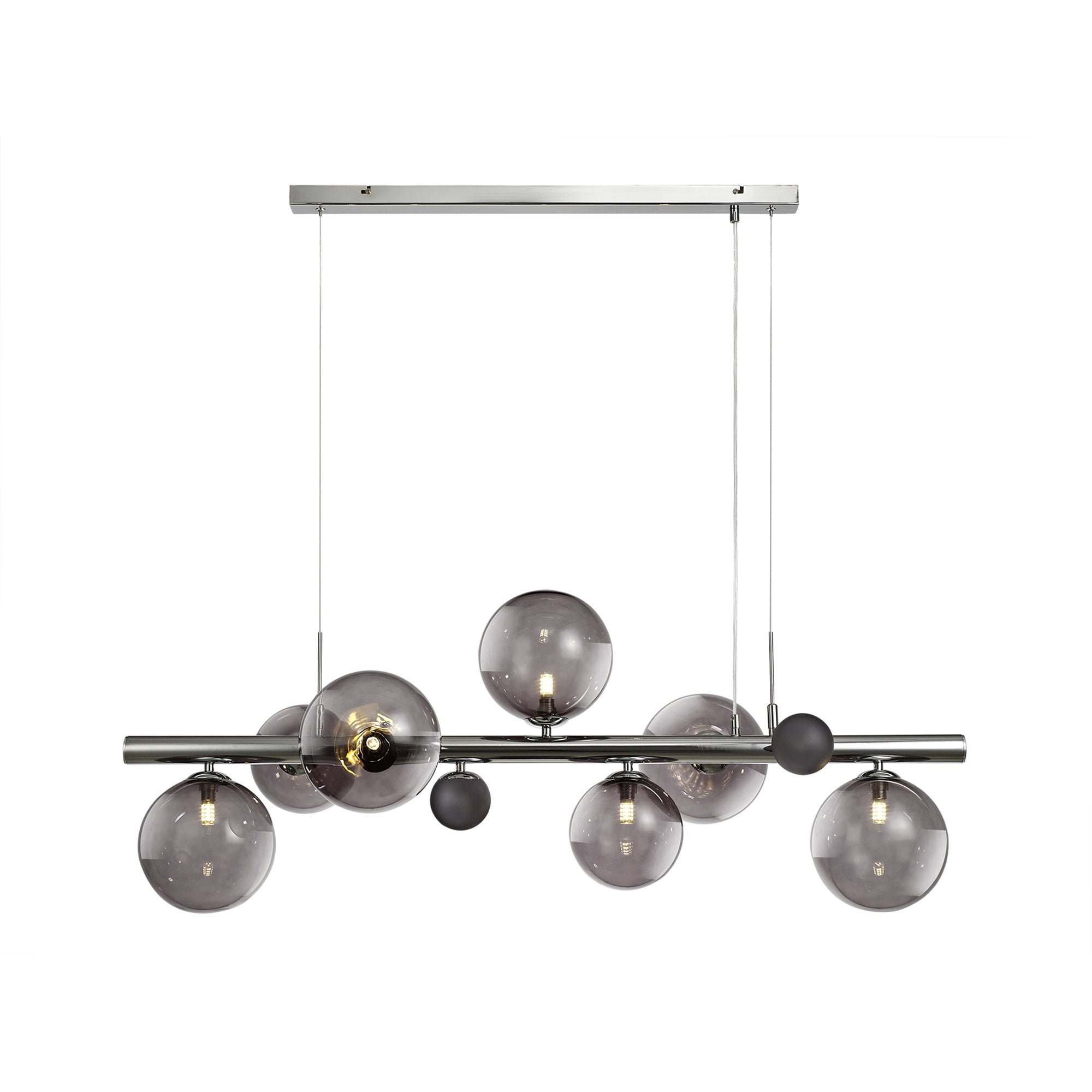 NL73039 Rome Pendant 7 Light Polished Chrome/Smoked Glass