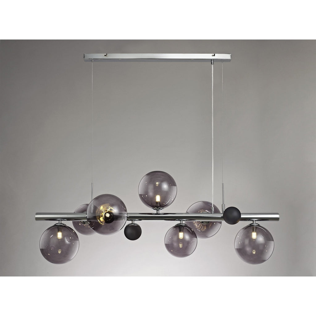 NL73039 Rome Pendant 7 Light Polished Chrome/Smoked Glass