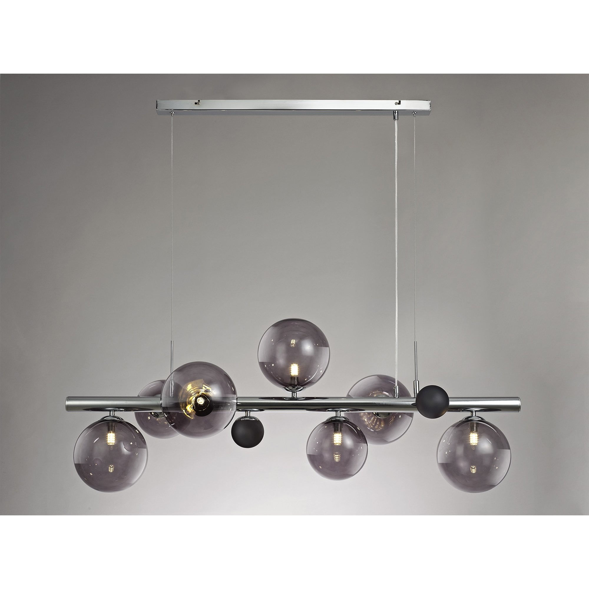 NL73039 Rome Pendant 7 Light Polished Chrome/Smoked Glass