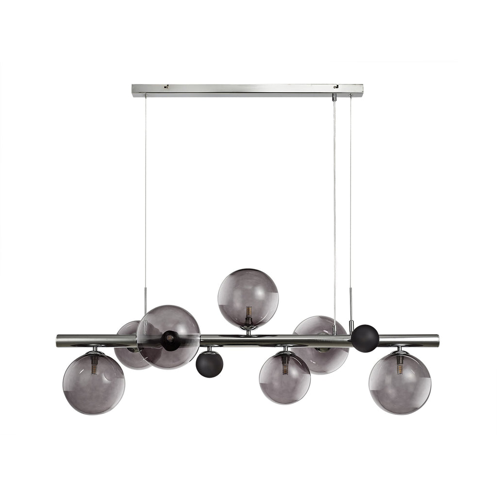 NL73039 Rome Pendant 7 Light Polished Chrome/Smoked Glass