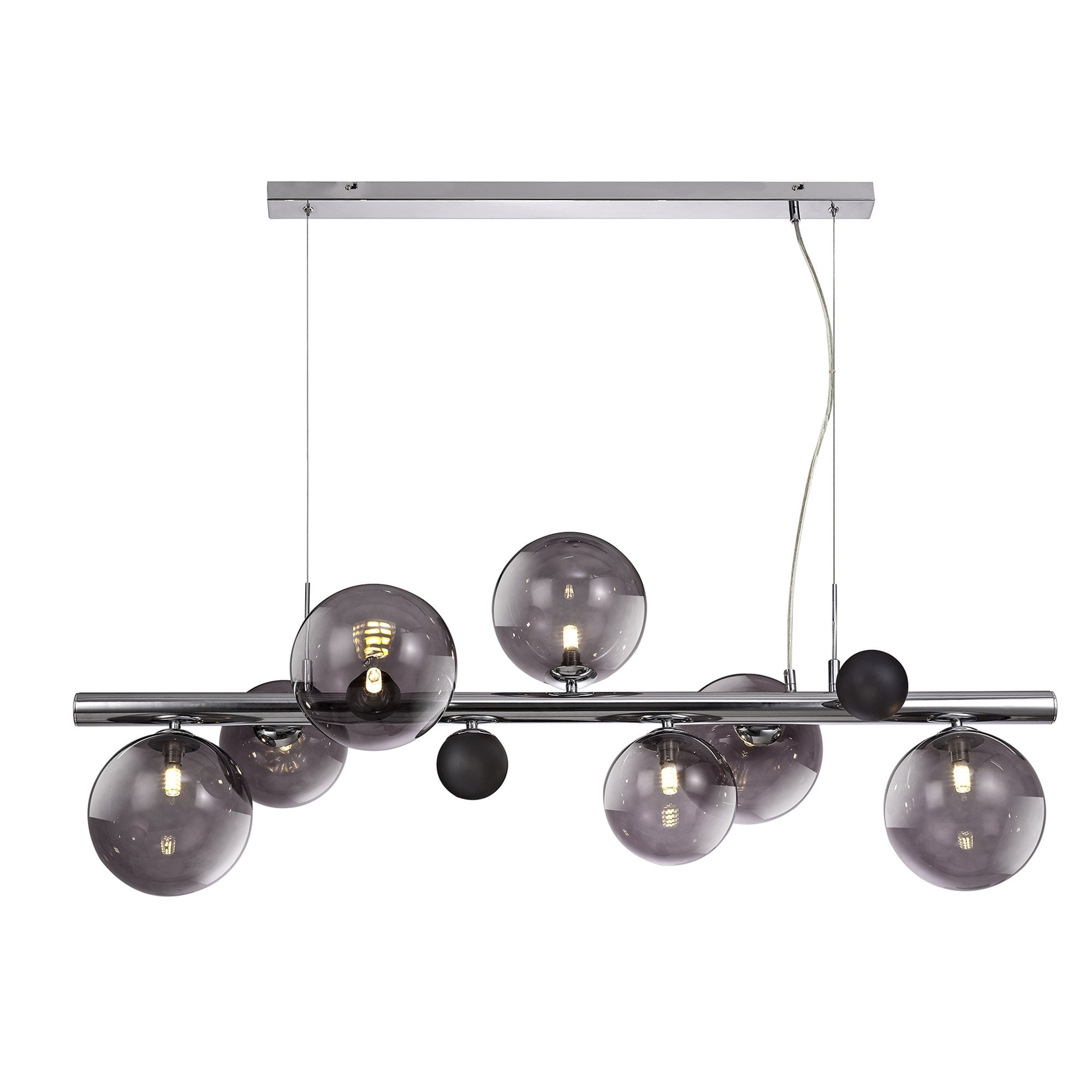 NL73039 Rome Pendant 7 Light Polished Chrome/Smoked Glass