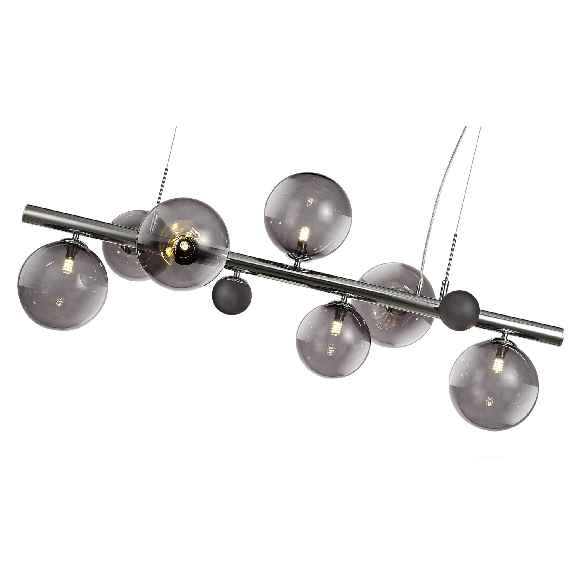 NL73039 Rome Pendant 7 Light Polished Chrome/Smoked Glass