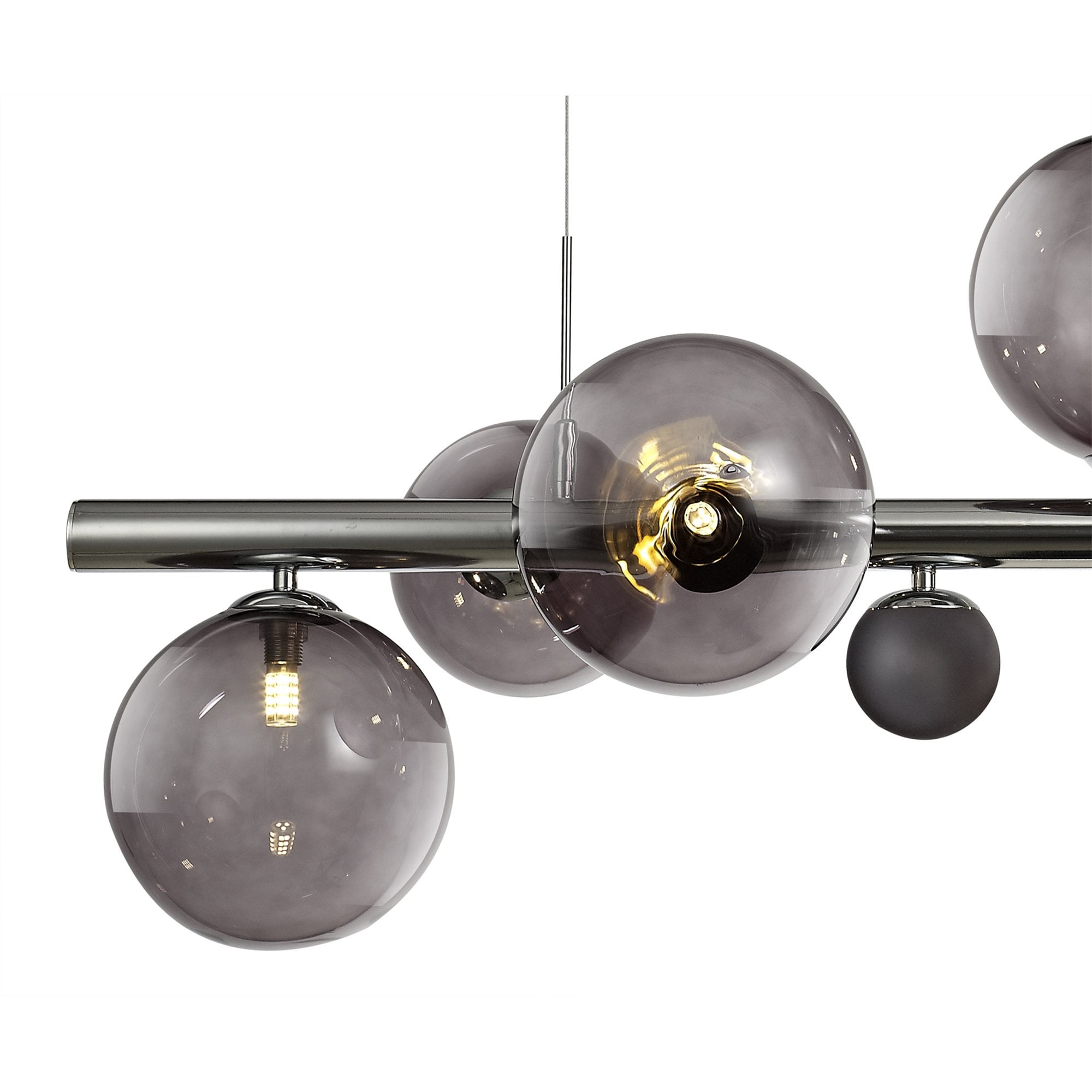 NL73039 Rome Pendant 7 Light Polished Chrome/Smoked Glass