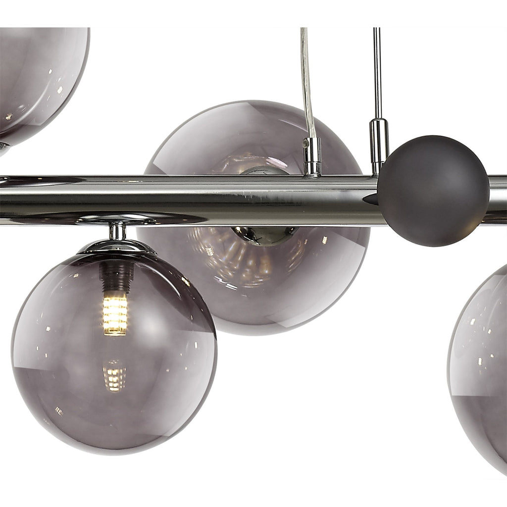 NL73039 Rome Pendant 7 Light Polished Chrome/Smoked Glass