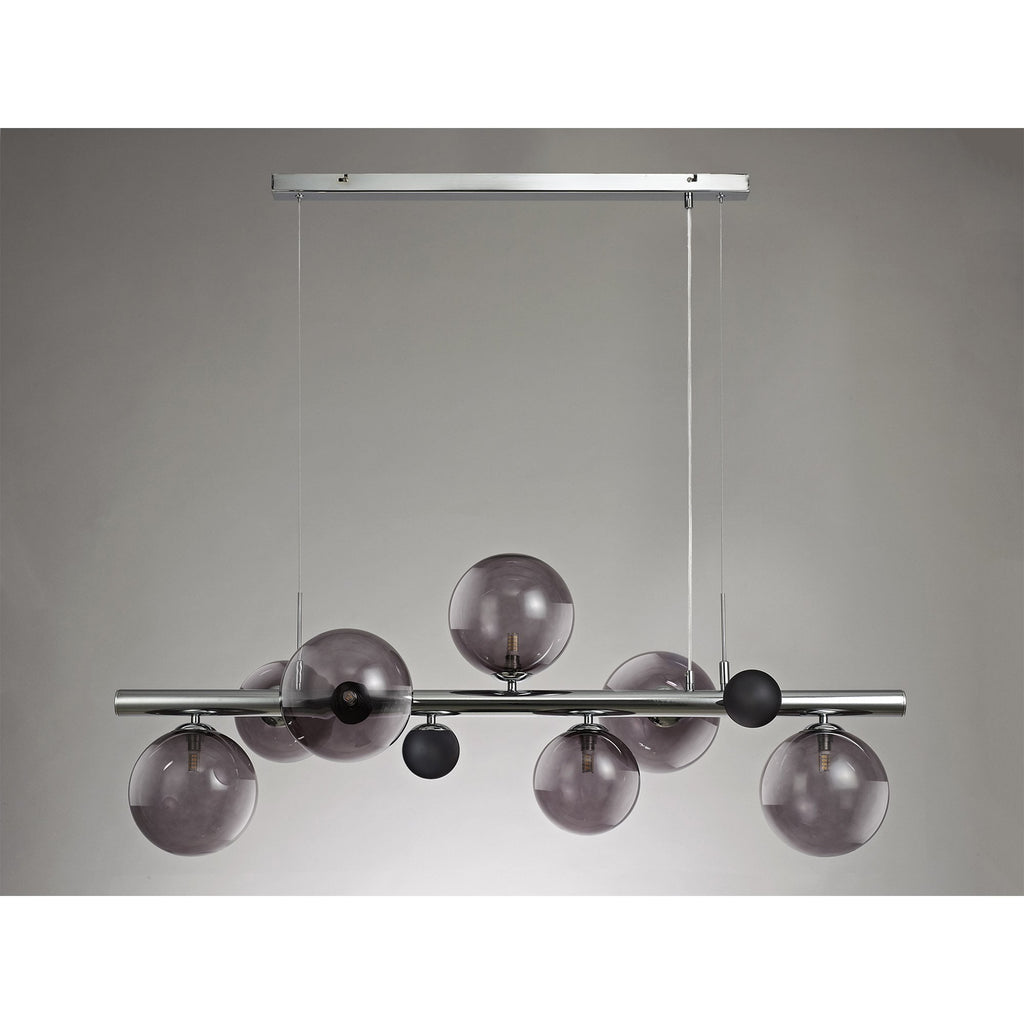 NL73039 Rome Pendant 7 Light Polished Chrome/Smoked Glass