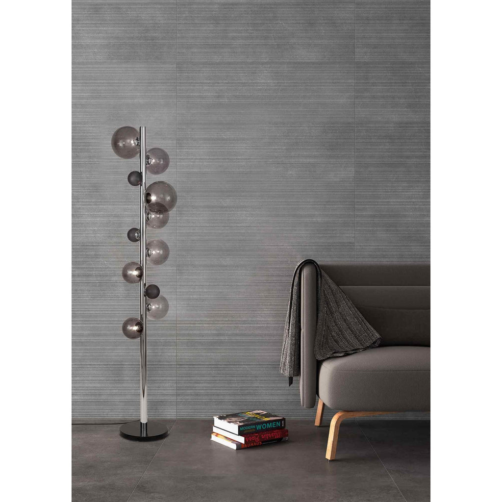 NL73049 Rome Floor Lamp 8 Light Polished Chrome/Smoked Glass