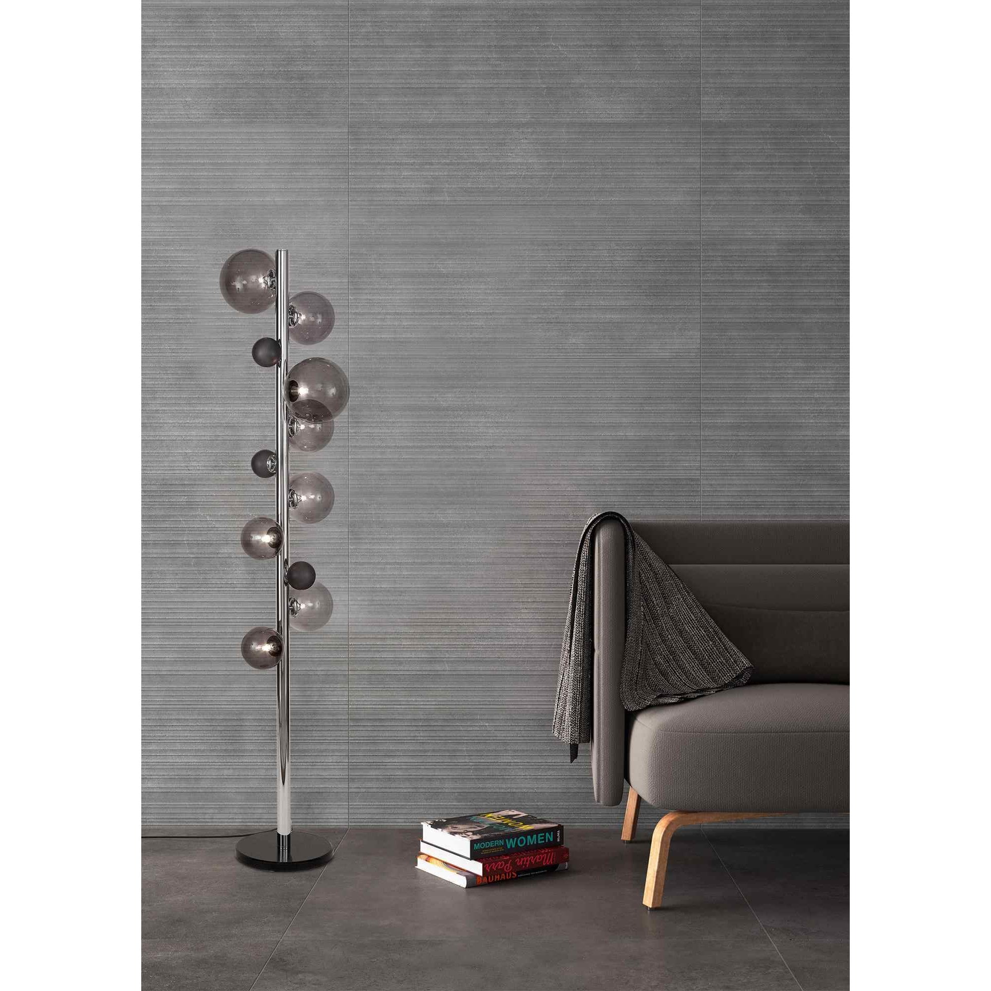 NL73049 Rome Floor Lamp 8 Light Polished Chrome/Smoked Glass
