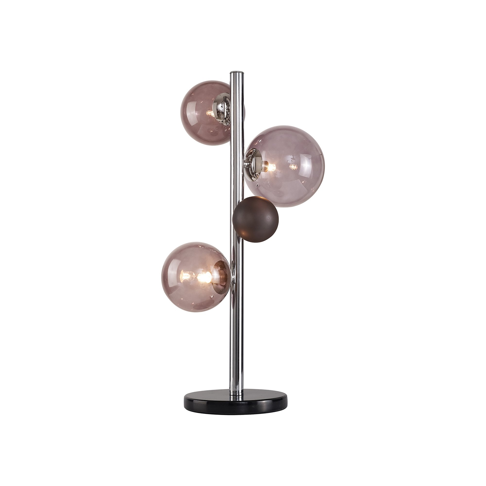 NL73059 Rome Table Lamp 3 Light Polished Chrome/Smoked Glass