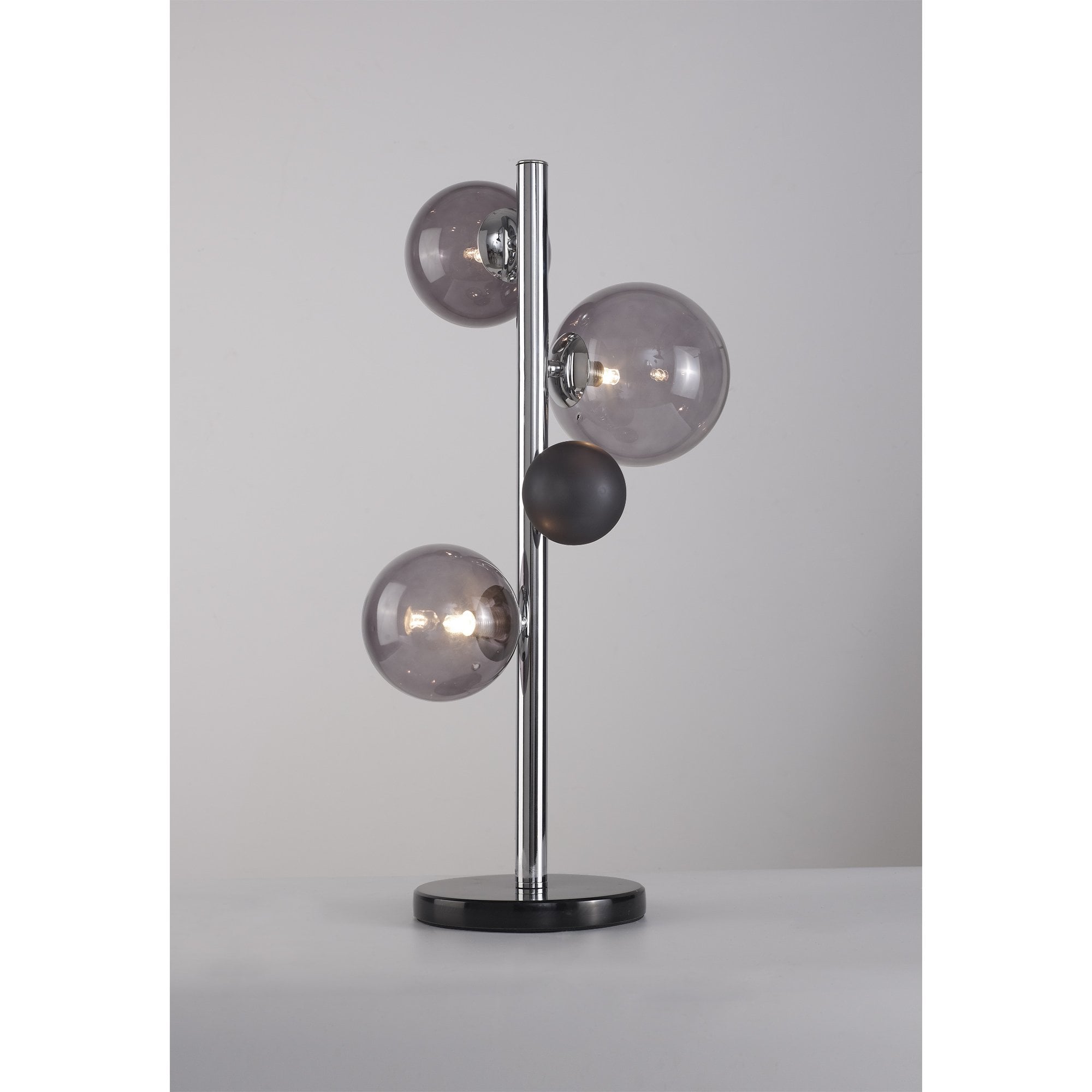 NL73059 Rome Table Lamp 3 Light Polished Chrome/Smoked Glass