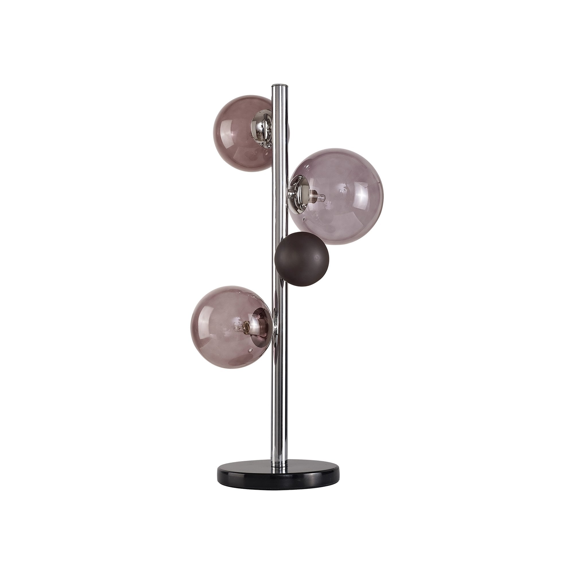 NL73059 Rome Table Lamp 3 Light Polished Chrome/Smoked Glass