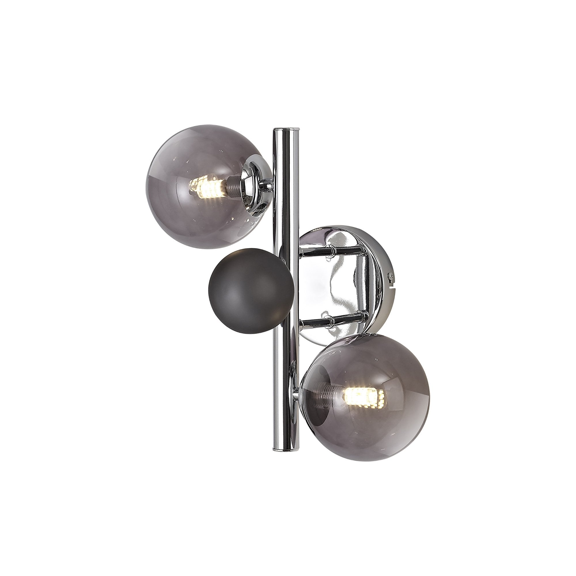 NL73069 Rome Wall Lamp 2 Light Polished Chrome/Smoked Glass
