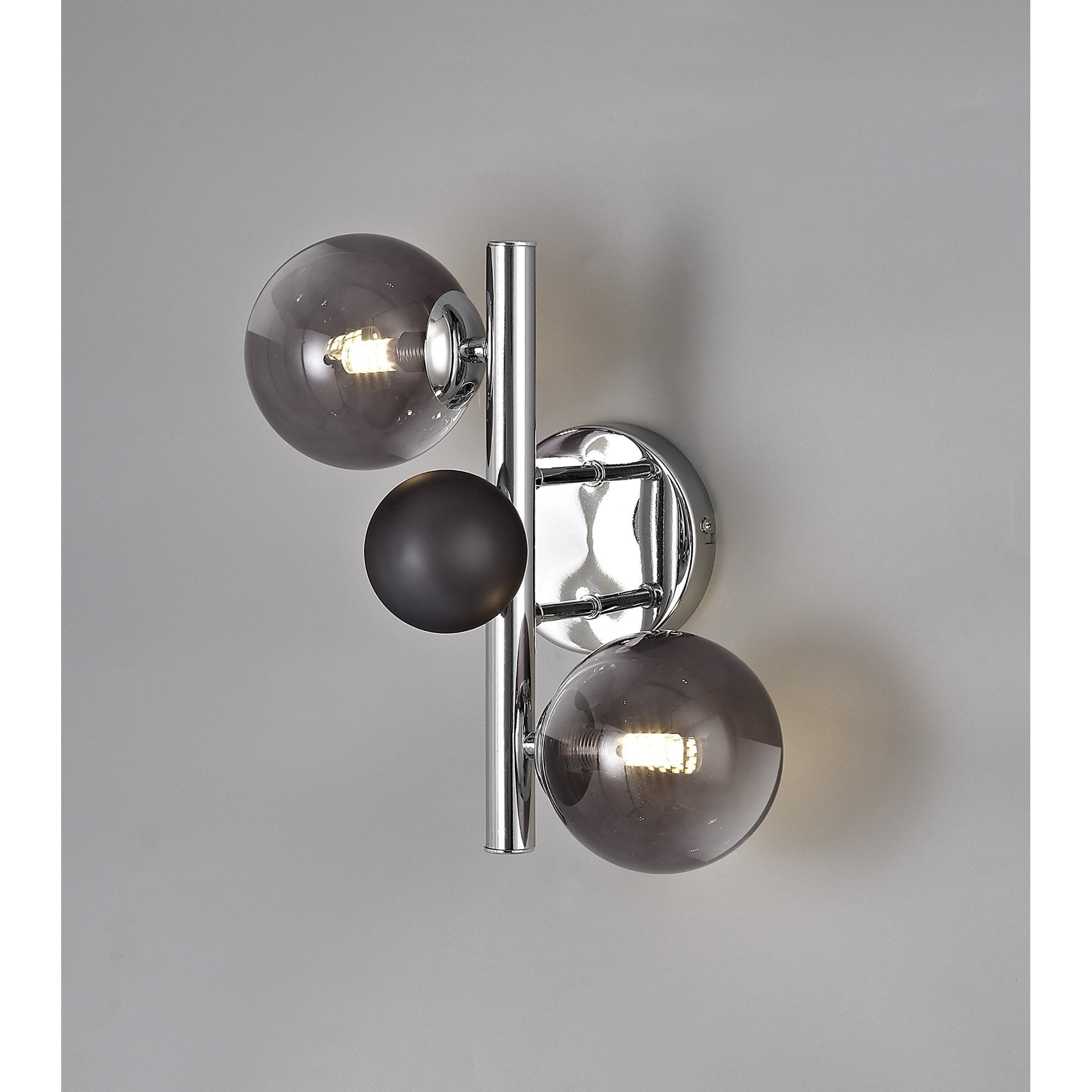 NL73069 Rome Wall Lamp 2 Light Polished Chrome/Smoked Glass
