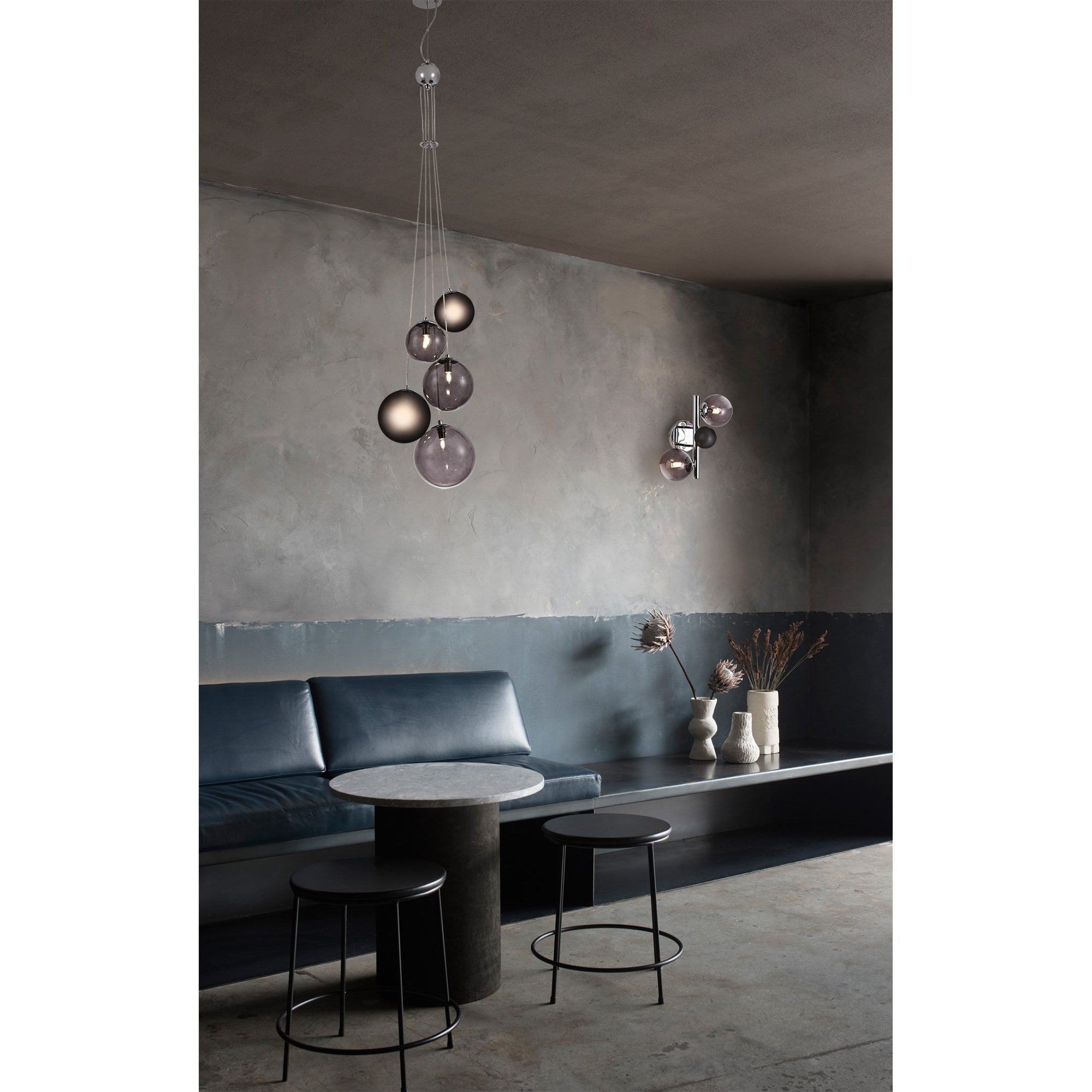 NL73069 Rome Wall Lamp 2 Light Polished Chrome/Smoked Glass