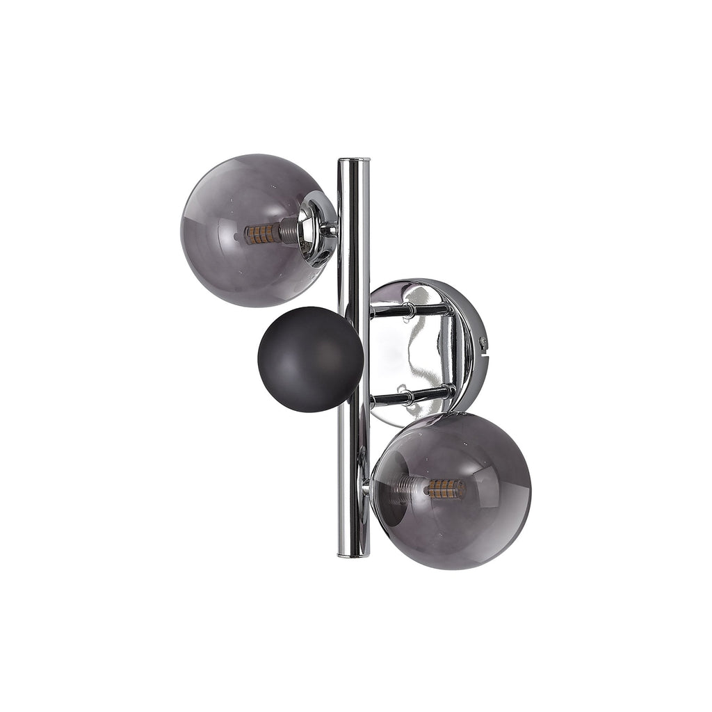 NL73069 Rome Wall Lamp 2 Light Polished Chrome/Smoked Glass