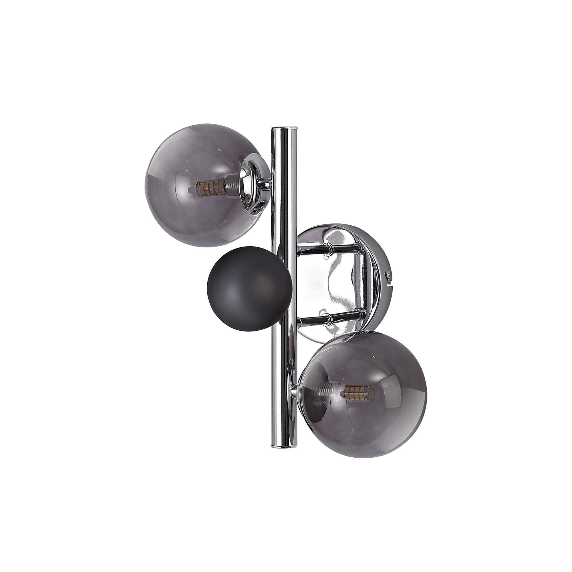 NL73069 Rome Wall Lamp 2 Light Polished Chrome/Smoked Glass