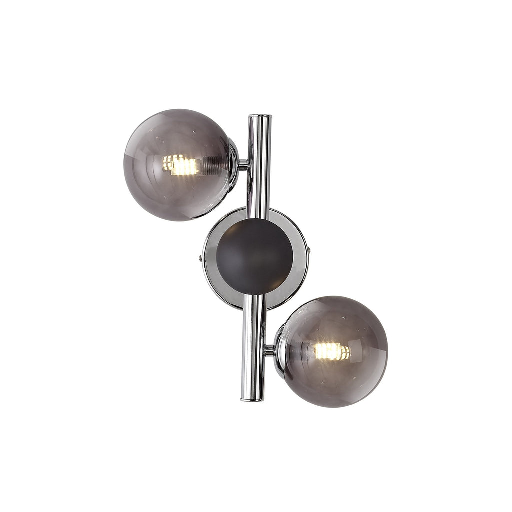 NL73069 Rome Wall Lamp 2 Light Polished Chrome/Smoked Glass