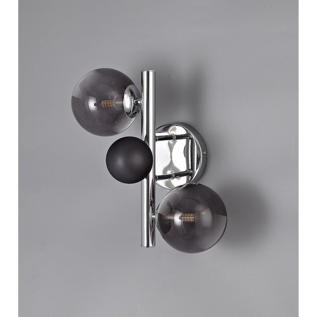 NL73069 Rome Wall Lamp 2 Light Polished Chrome/Smoked Glass