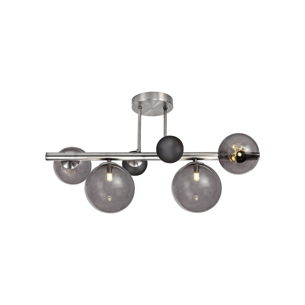 NL76579 Rome Semi-Flush Ceiling  Light 4 Light Polished Chrome/Smoked Glass