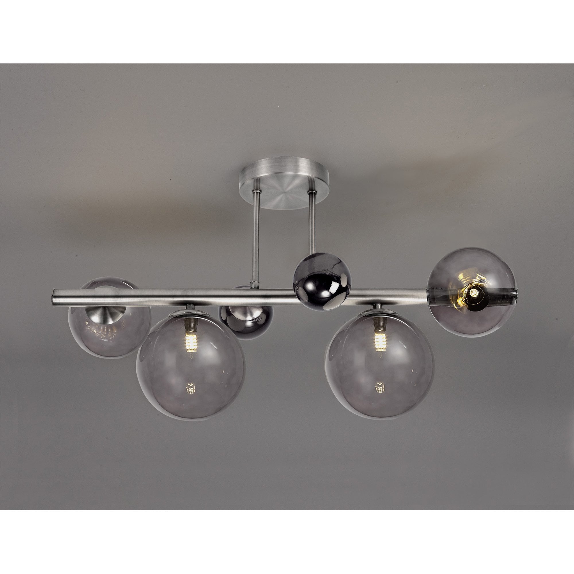 NL76579 Rome Semi-Flush Ceiling  Light 4 Light Polished Chrome/Smoked Glass