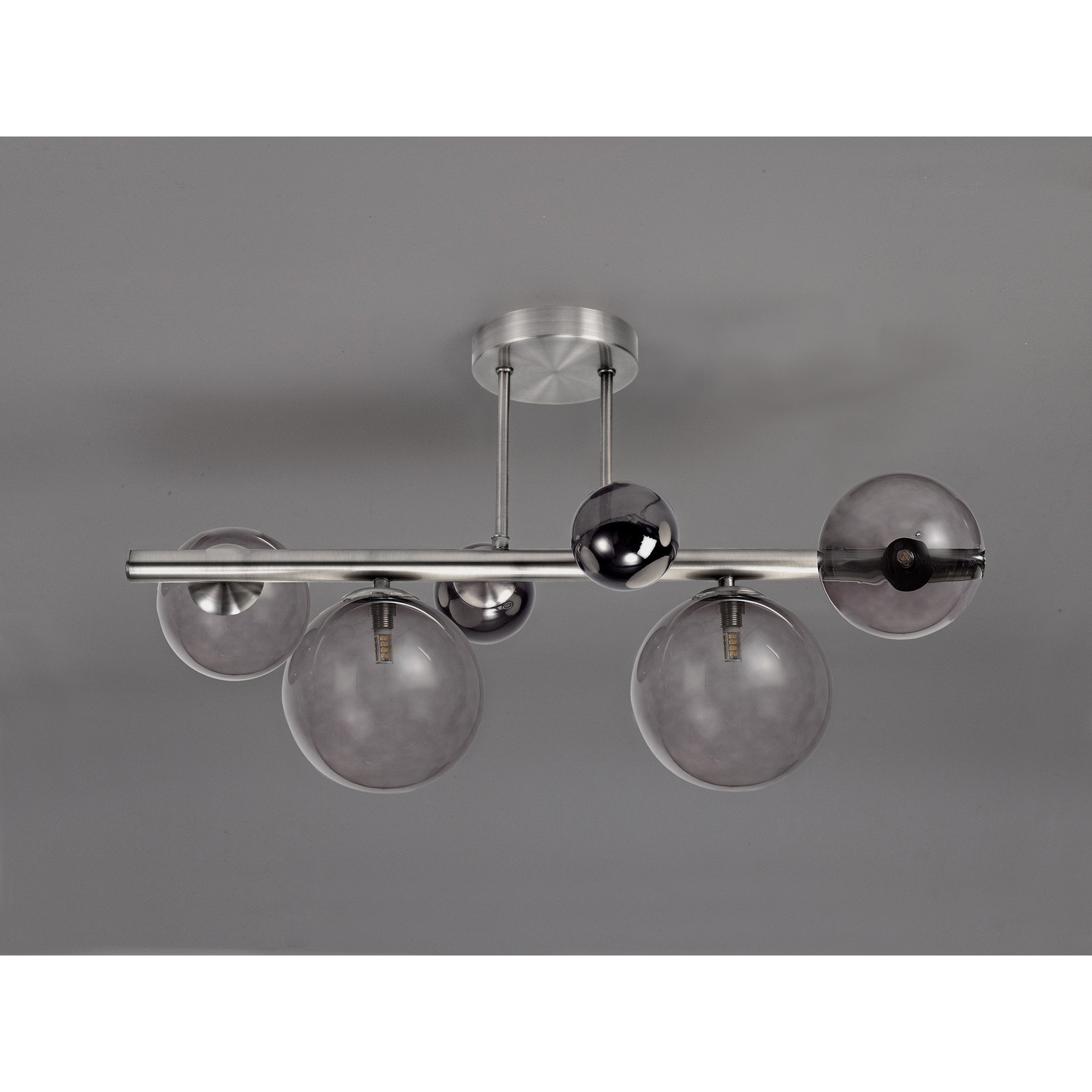 NL76579 Rome Semi-Flush Ceiling  Light 4 Light Polished Chrome/Smoked Glass
