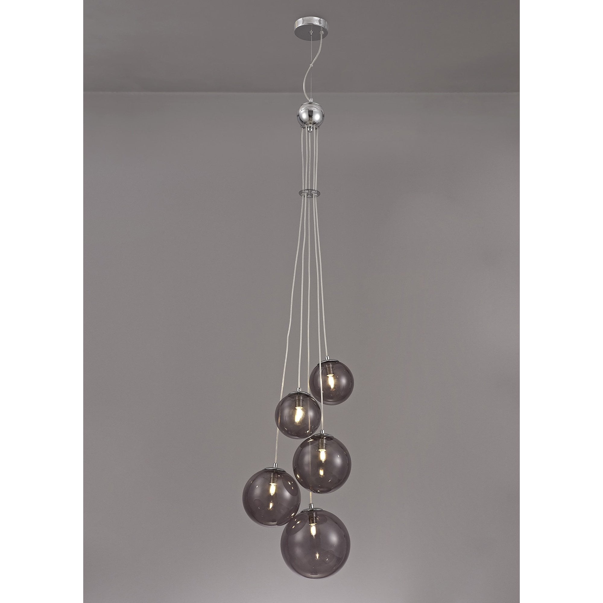 NL76589 Rome Pendant 5 Light Polished Chrome/Smoked Glass