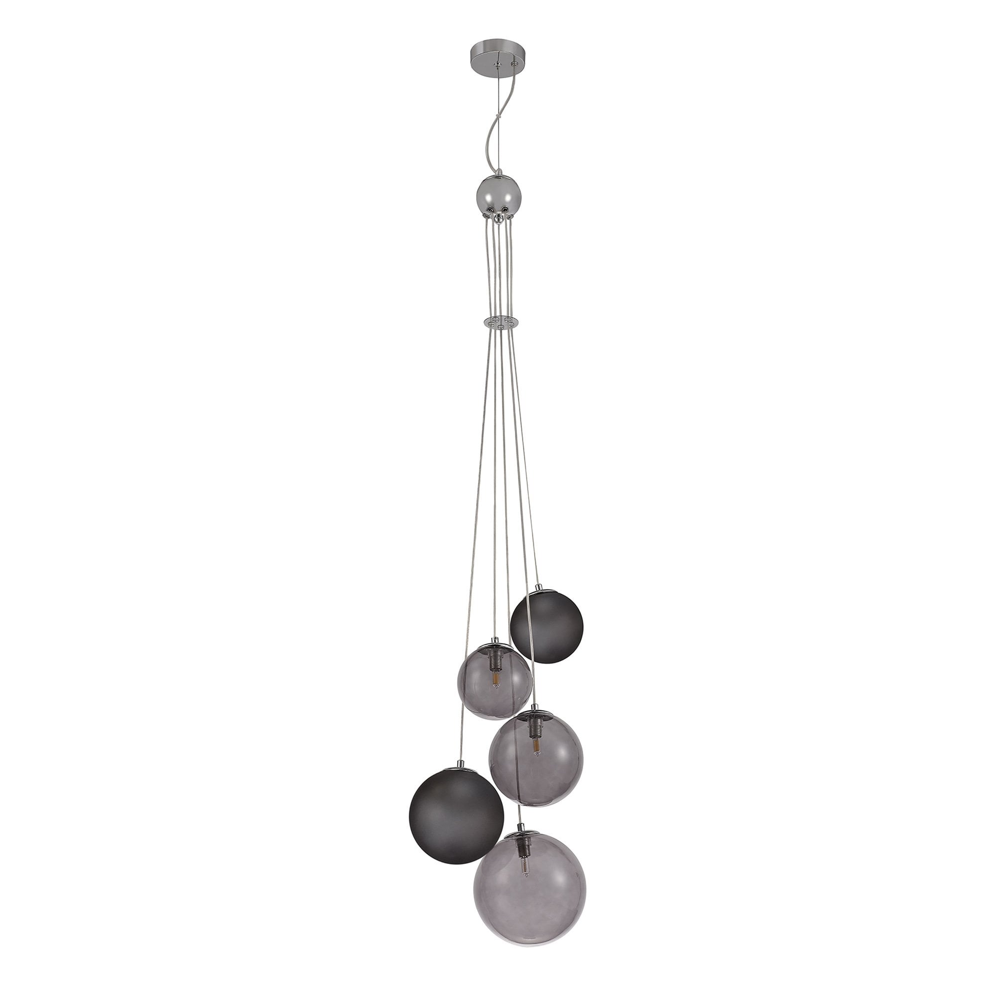 NL76589 Rome Pendant 5 Light Polished Chrome/Smoked Glass