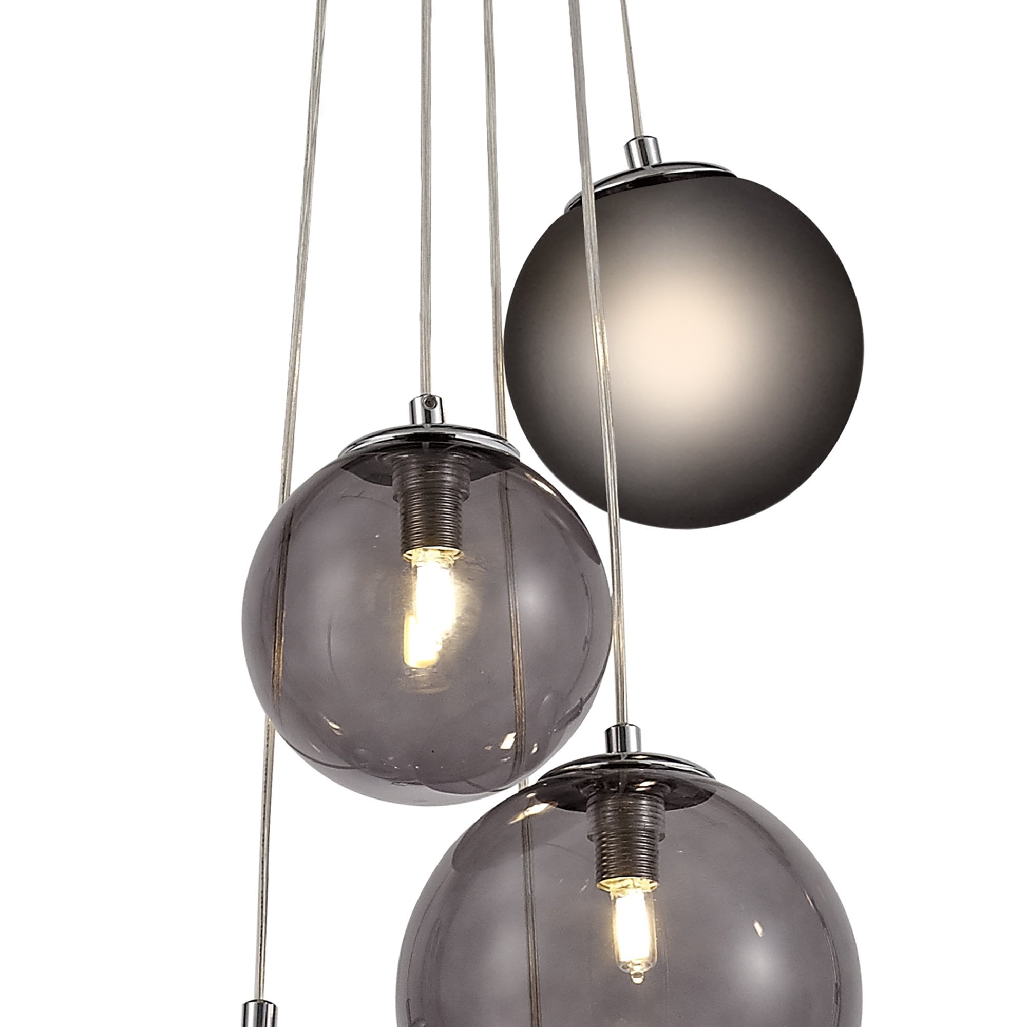 NL76589 Rome Pendant 5 Light Polished Chrome/Smoked Glass