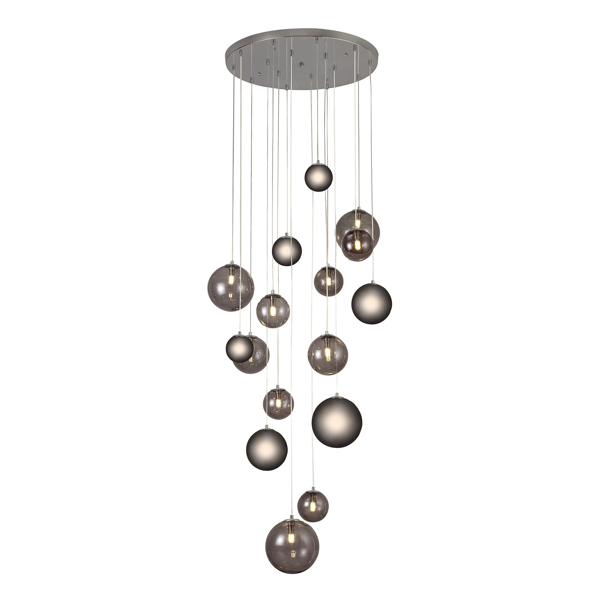NL76599 Rome Pendant 16 Light Polished Chrome/Smoked Glass
