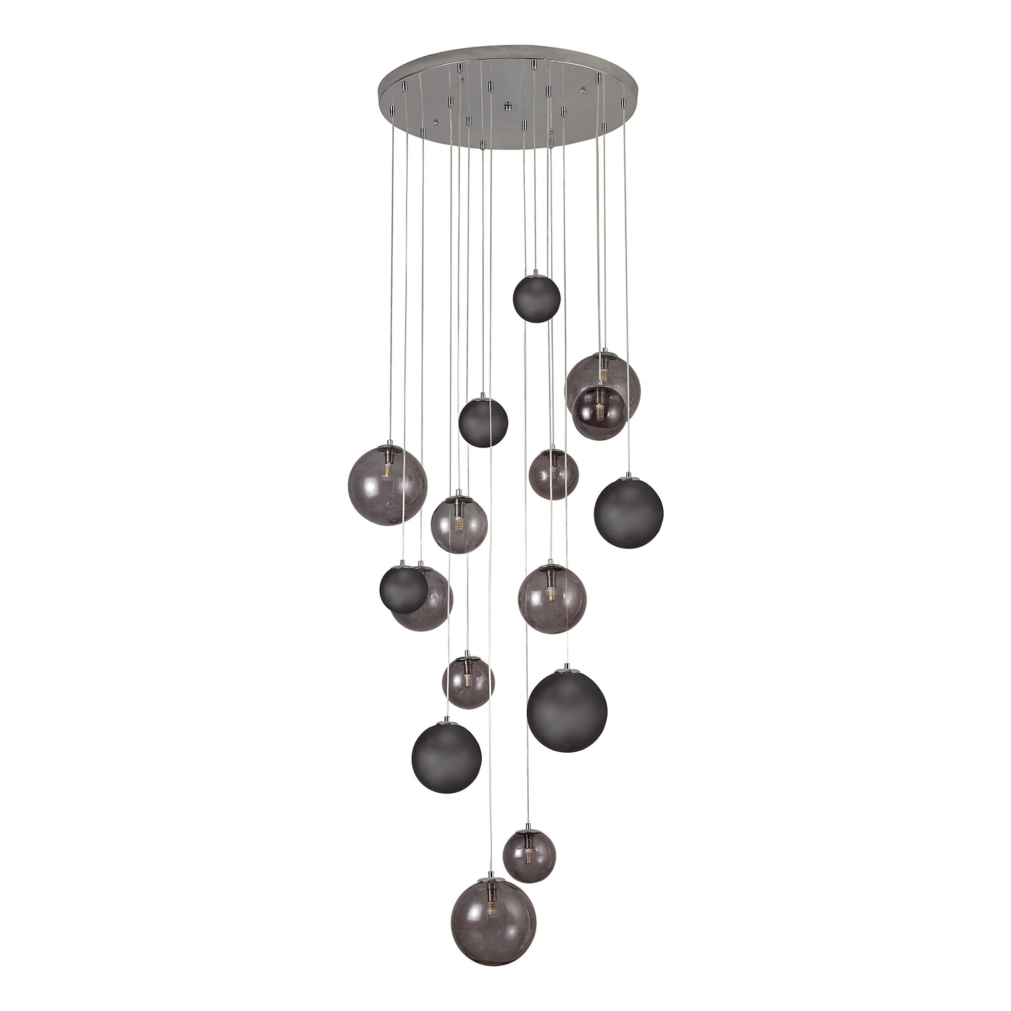 NL76599 Rome Pendant 16 Light Polished Chrome/Smoked Glass