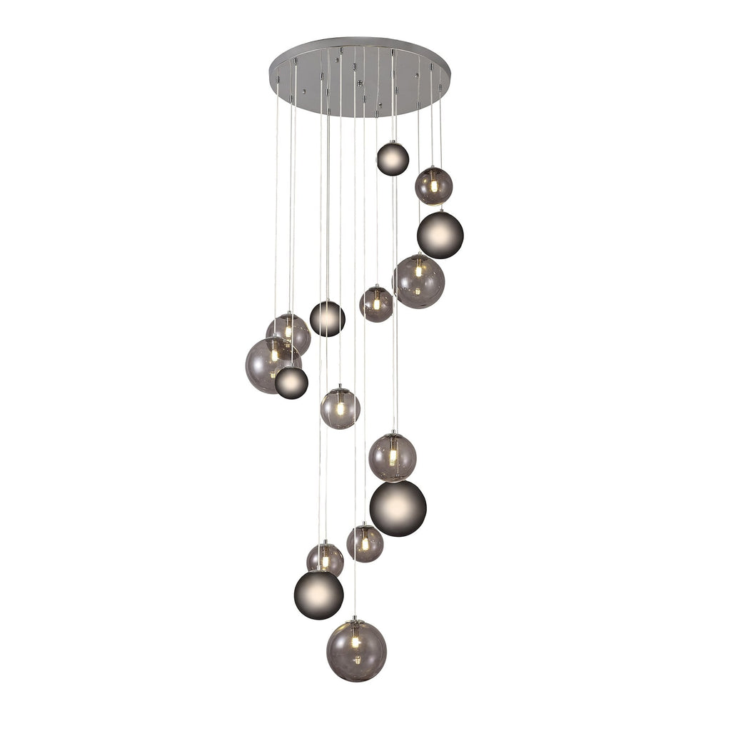 NL76599 Rome Pendant 16 Light Polished Chrome/Smoked Glass