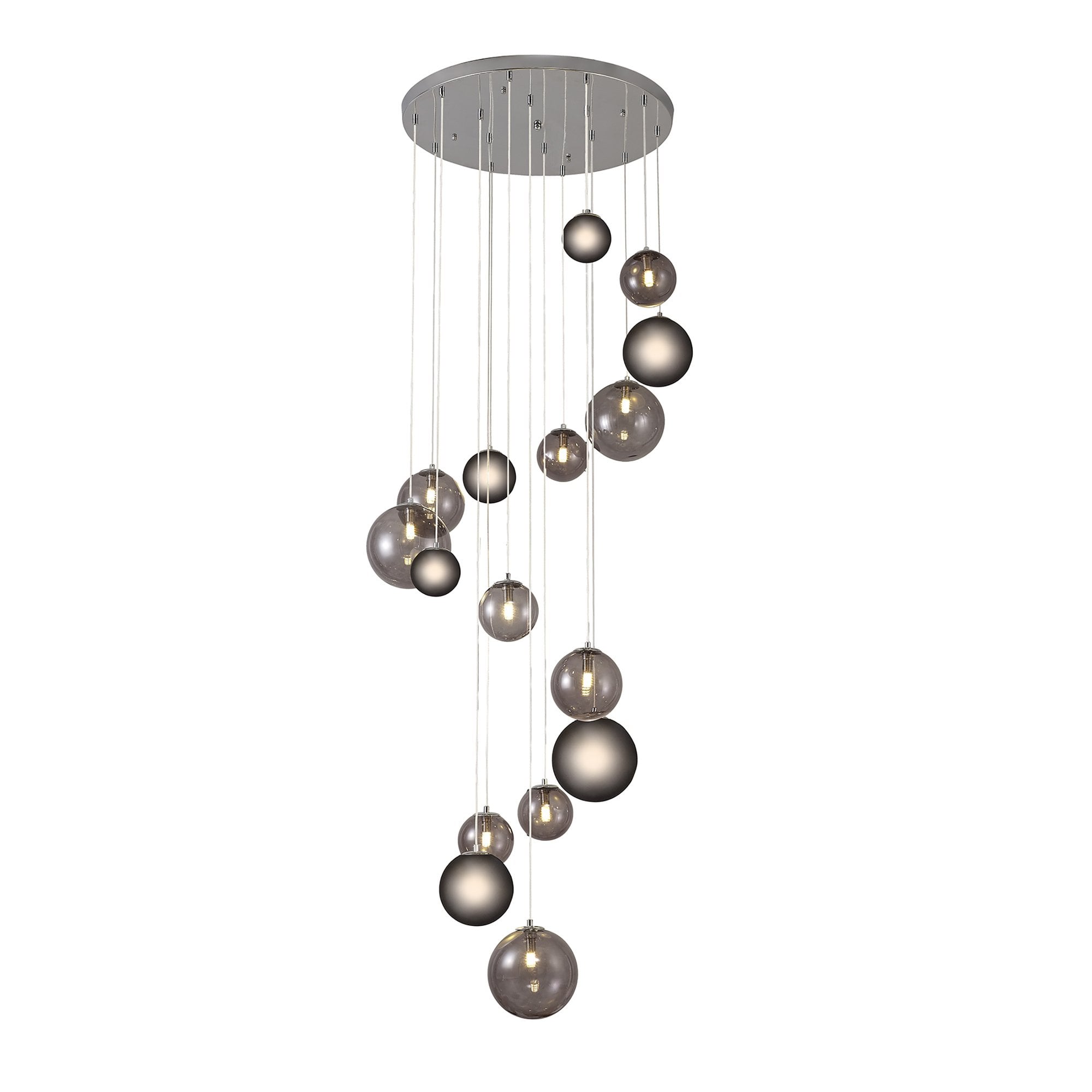 NL76599 Rome Pendant 16 Light Polished Chrome/Smoked Glass