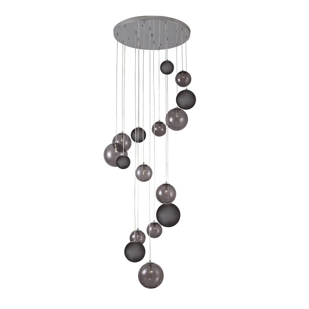 NL76599 Rome Pendant 16 Light Polished Chrome/Smoked Glass