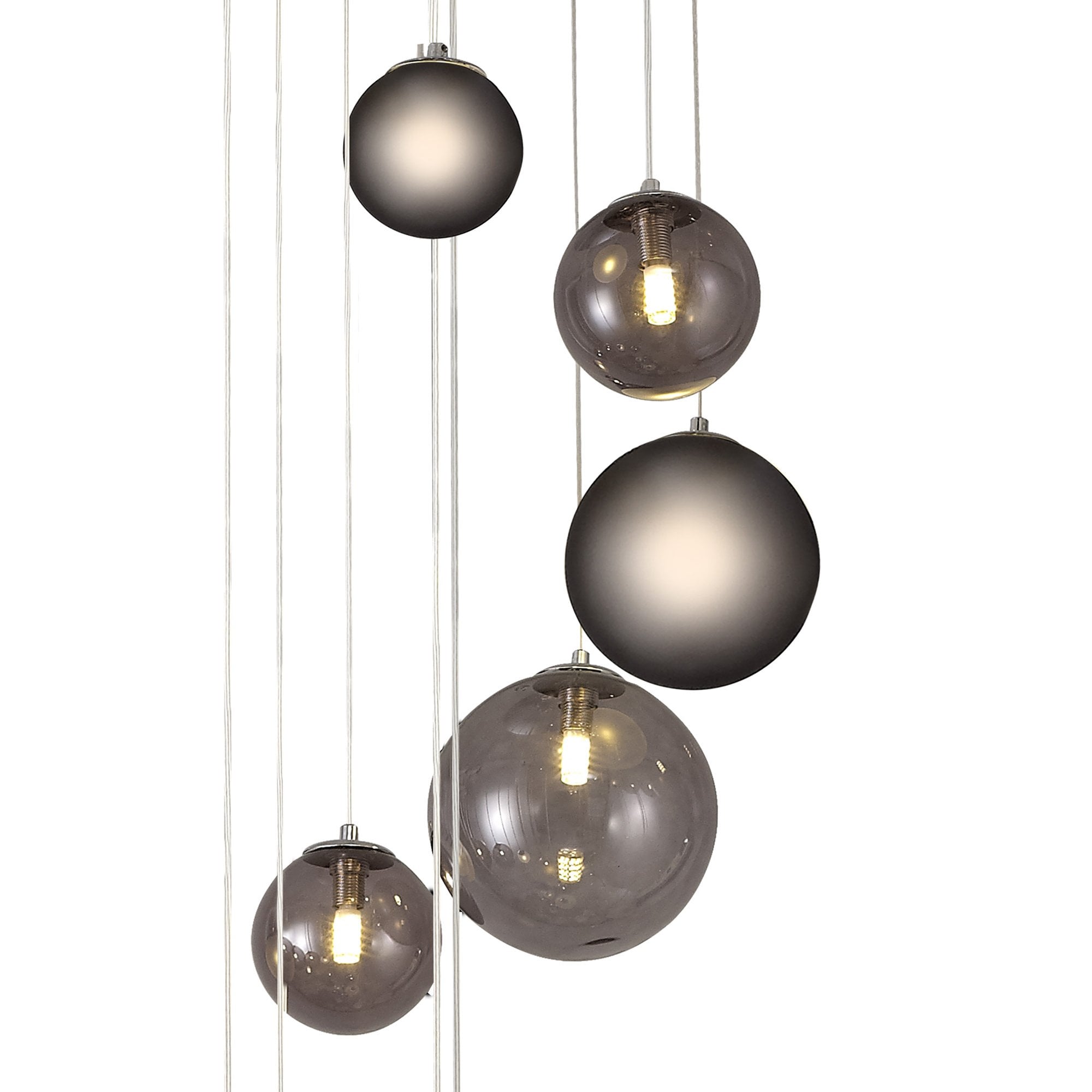 NL76599 Rome Pendant 16 Light Polished Chrome/Smoked Glass