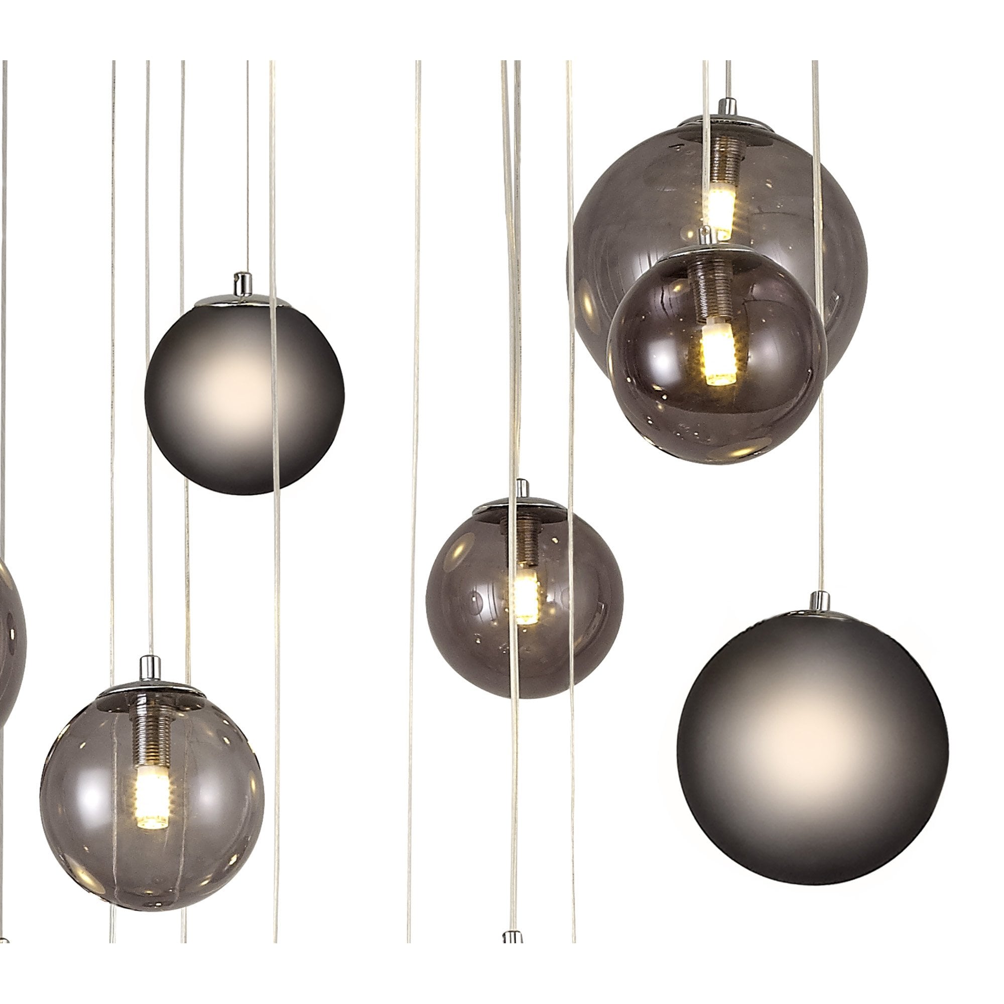 NL76599 Rome Pendant 16 Light Polished Chrome/Smoked Glass