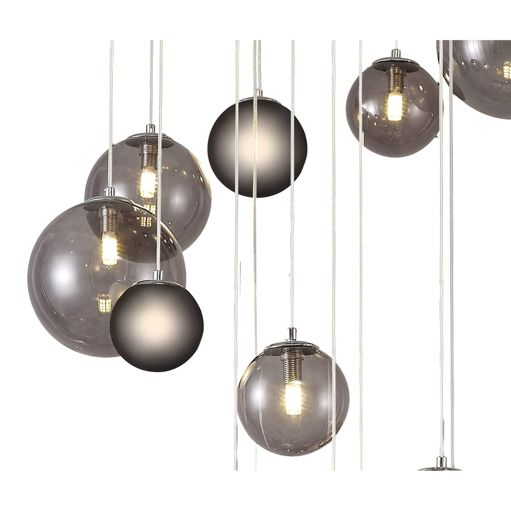 NL76599 Rome Pendant 16 Light Polished Chrome/Smoked Glass