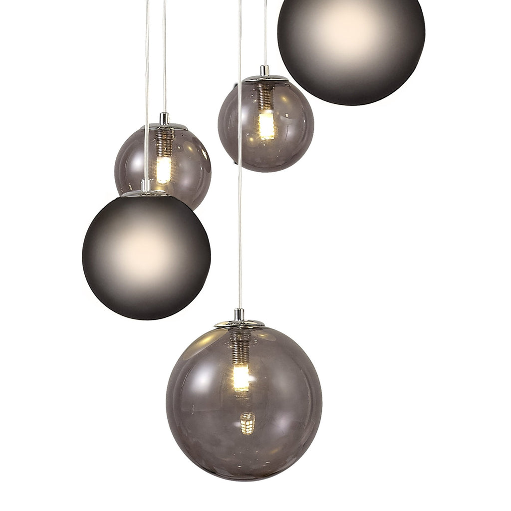NL76599 Rome Pendant 16 Light Polished Chrome/Smoked Glass