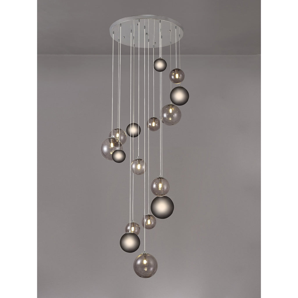 NL76599 Rome Pendant 16 Light Polished Chrome/Smoked Glass