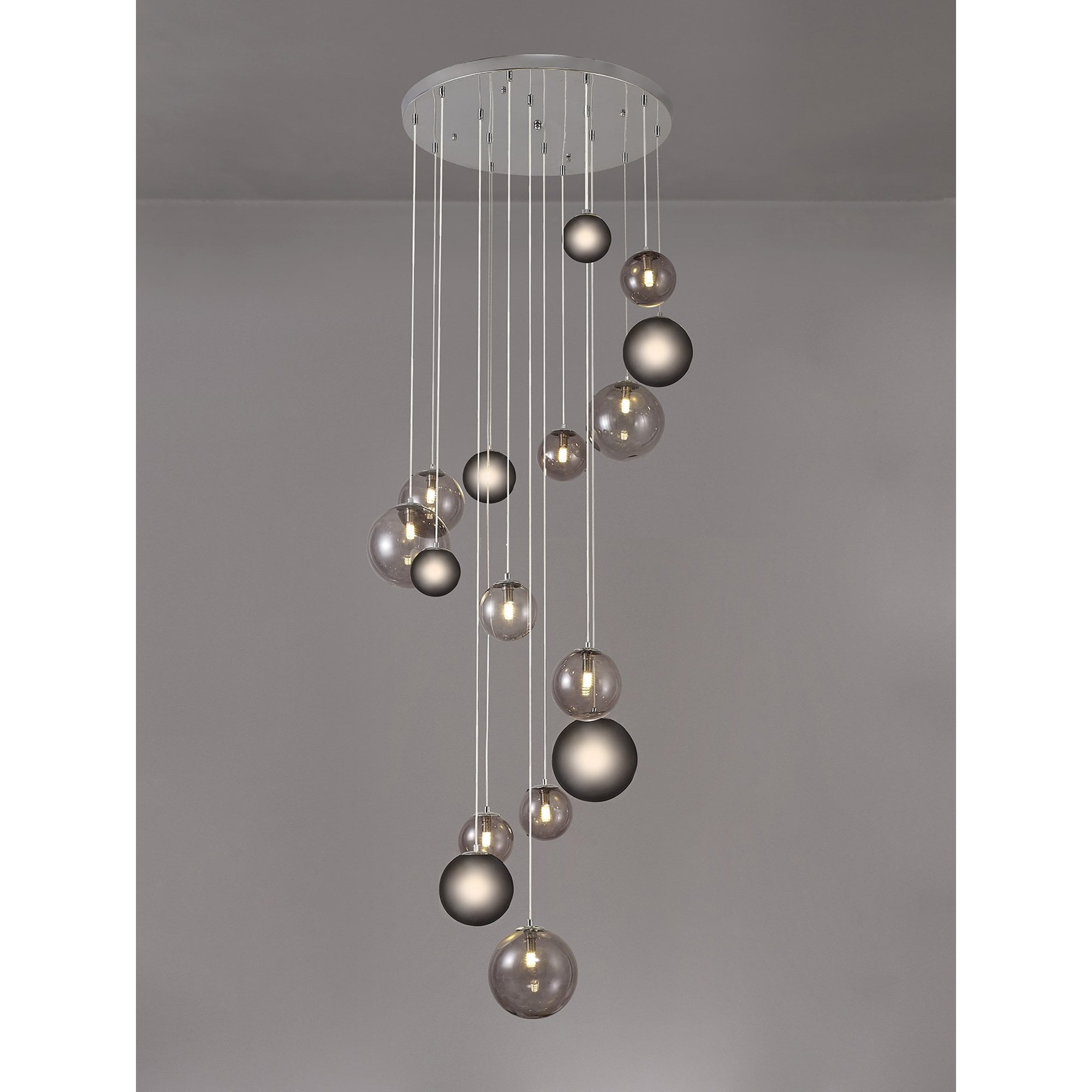 NL76599 Rome Pendant 16 Light Polished Chrome/Smoked Glass